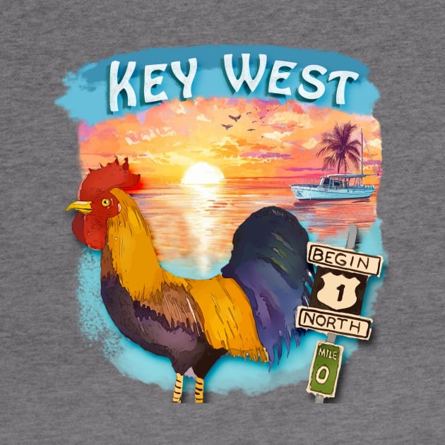 Key West Rooster and Mile Marker 0 - WelshDesigns by WelshDesigns